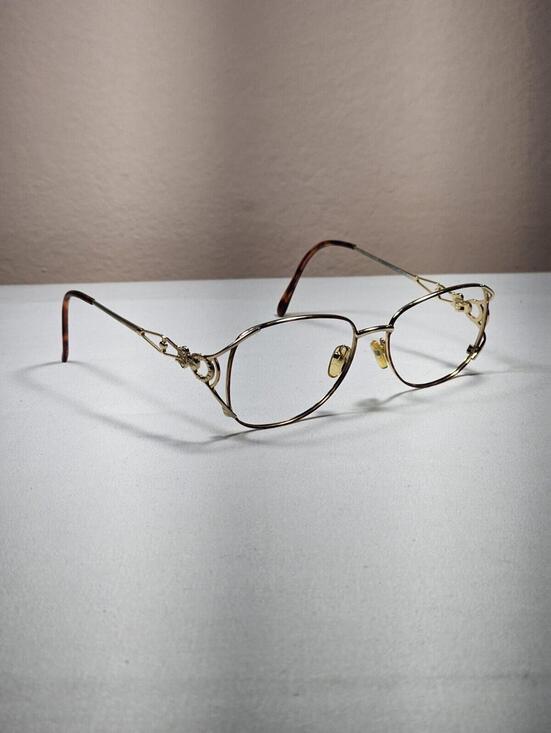 Other - Vintage Eyeglasses Frames Gold With Intricate Design Brown Tourtise Shell